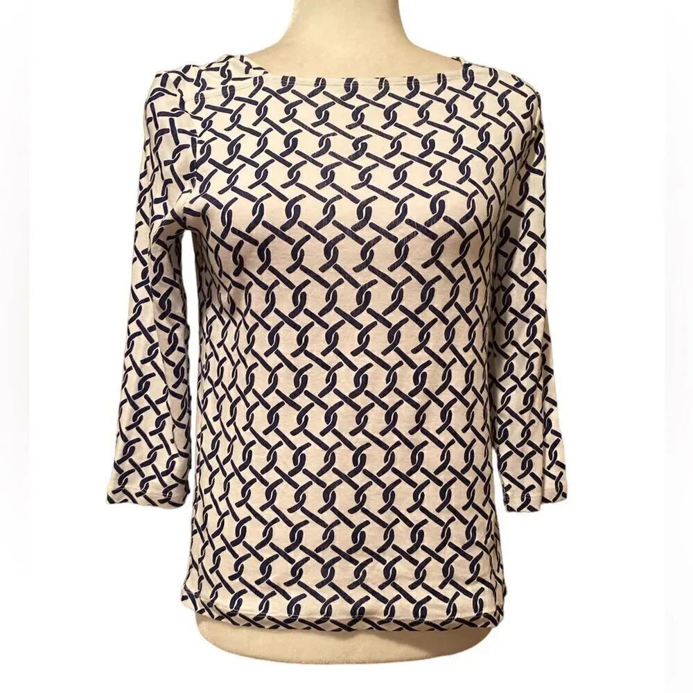 Chico’s Top 3/4 Length patterned Chico’s Size 0 Regular Size XS